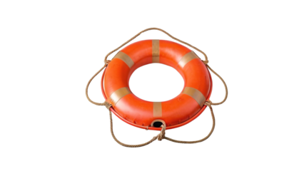 Orange Life Ring Buoy Safety Equipment Isolated on Black