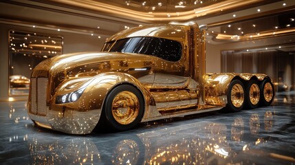 Gold Truck in Luxurious Interior