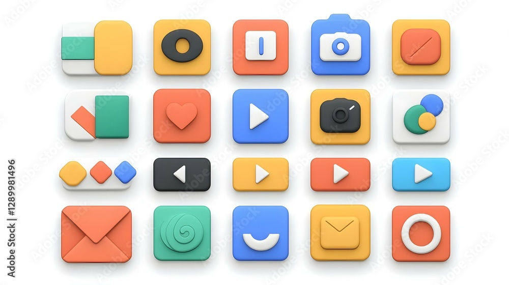 Poster vibrant icon set for digital platforms, a collection of colorful vector icons designed for enhancing