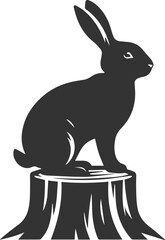 Rabbit standing on a tree stump vector animal silhouette