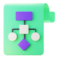 3D Render Colorful Flowchart Design for Easy Understanding