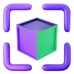 3D Render Colorful 3D Cube with Abstract Surrounding
