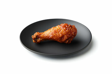 Crispy and Delicious Fried Chicken Drumstick Served on a Black Plate