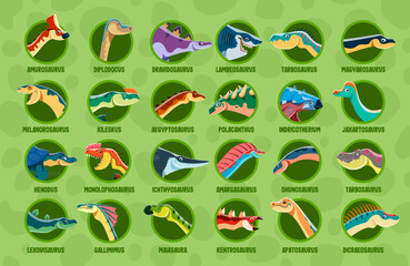 Prehistoric dinosaurs and reptiles infographic. Cartoon dino animals vector diagram of Earth evolution with cute diplodocus, henodus, tarbosaurus and ichthyosaurus. Dinosaurs info graph with names