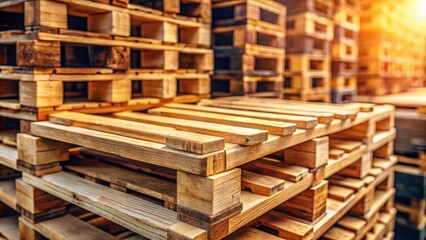Fototapeta premium Wooden Pallet Patterns in Tilt-Shift Photography â€“ A Unique Perspective on Industrial Textures and Colors for Creative Projects and Design Inspiration