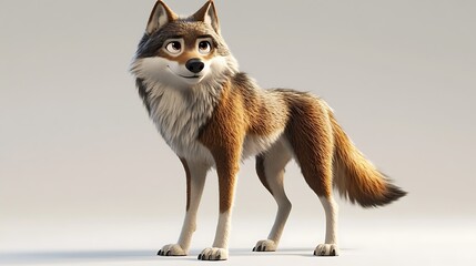 Playful animated wolf character studio setting digital art 3d creative