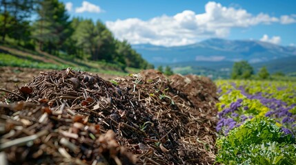 Obraz premium A circular economy model showcasing how agricultural waste is transformed into bioenergy, emphasizing sustainability and energy recycling