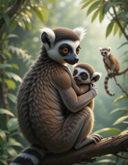 Fototapeta premium Mystical Lemur: The Enchanting Primate of Madagascar