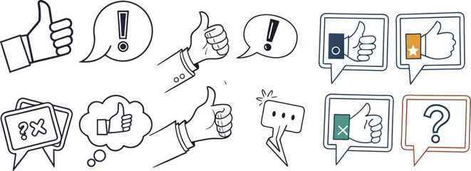 Feedback line icon silhouette vector set