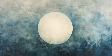 Abstract Watercolor Background with Circle Frame Blue and White Wash Texture for Design Templates.