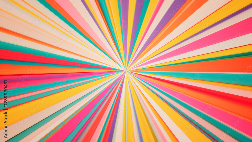 Poster vivid dynamic radial stripes create an eye-catching colorful explosion of abstract lines towards the