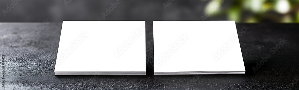 Aufkleber two blank notebooks are placed side by side on a dark surface with a blurred background.