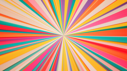 Vivid dynamic radial stripes create an eye-catching colorful explosion of abstract lines towards the center. Energetic and lively colors creates bold and striking pattern effect. Vector illustration