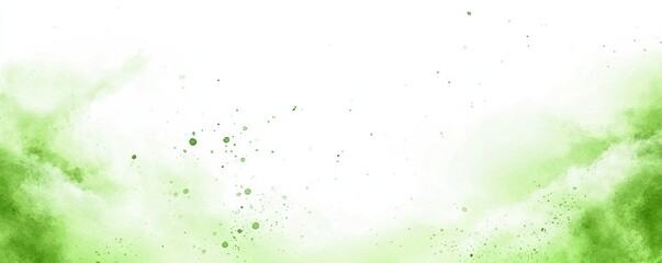 Green powder explosion on white. Design background