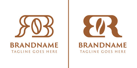 Letters BR or RB Coffee Bean Logo, for coffee shops, roasters, or brands in the beverage