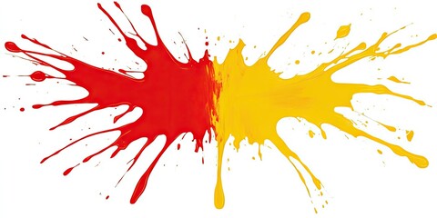Fototapeta premium Red and yellow paint splash, vibrant, dynamic, design element, background