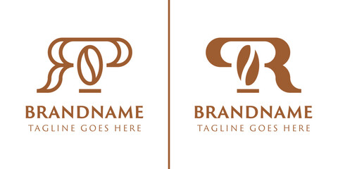 Letters PR or RP Coffee Bean Logo, for coffee shops, roasters, or brands in the beverage