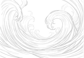 Elegant Wave Line Art: Minimalist Ocean Illustration for Creative Backgrounds and Design Elements, Perfect for Digital and Print Projects