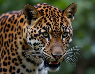 Obraz premium The Star Tiger whose skin is filled with round patterns and contrasting colors, its mysterious nature, every step is agile, reflecting strength and elegance in one body