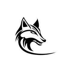 The wolf logo is black on a black background