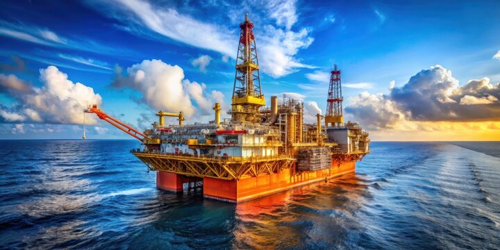 Drilling rig installed on a floating production storage and offloading FPSO ship in the North Sea, fpsos