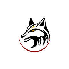 Obraz premium The wolf logo is black on a black background