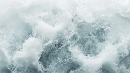 Abstract Aerial View of Ocean Waves White Foam Texture and Turquoise Water.