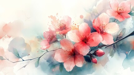 A delicate watercolor illustration of blooming flowers, evoking tranquility and beauty.