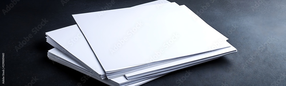 Aufkleber blank sheets of paper stacked on a dark surface, ready for use in various applications.