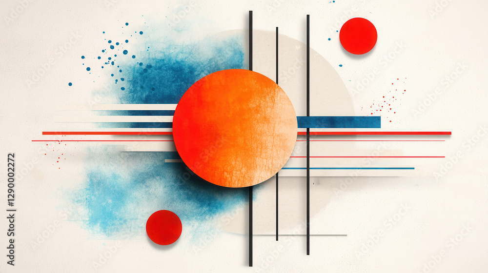 Aufkleber vibrant and dynamic abstract geometric composition featuring a bold combination of colorful shapes p
