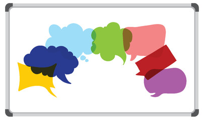 Colorful Speech Bubbles on Whiteboard