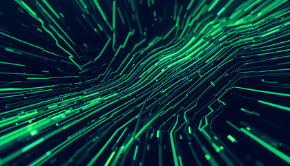 Abstract metallic green and black lines in a cyber-inspired masterpiece
