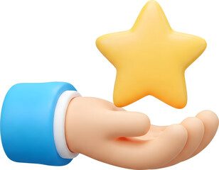 Hand holding yellow star 3d icon © Tapasma