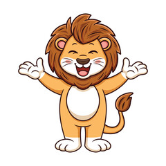 Cute lion with funny pose. Vector cartoon illustration isolated on white background