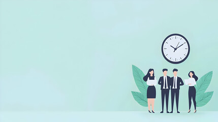 Sales management team engaged in collaborative strategy session, vibrant flat style, diverse professionals sharing ideas, dynamic work environment.