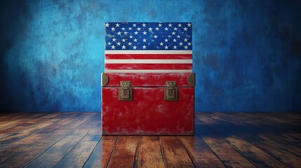 ballot box with flag of united states of america vector illustration