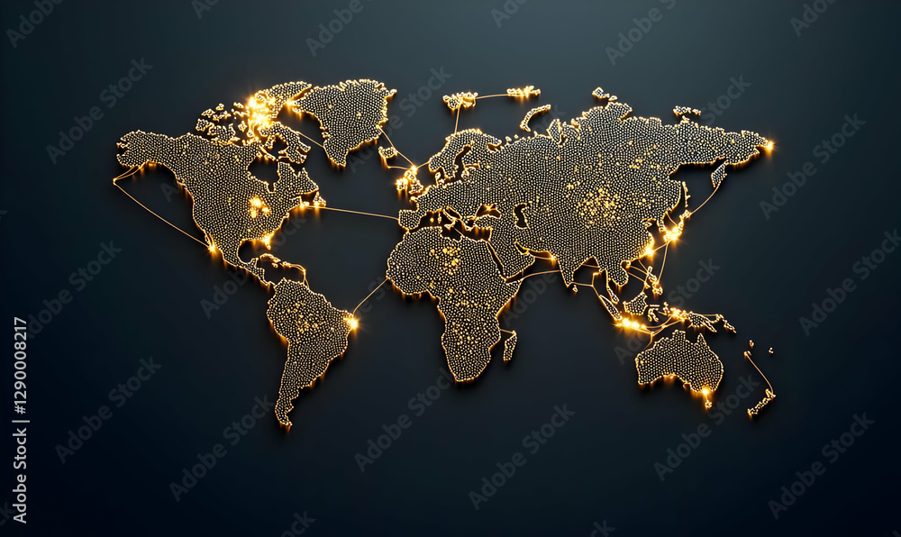 Poster global information exchange, interconnected networks symbolize the flow of data and communication ac