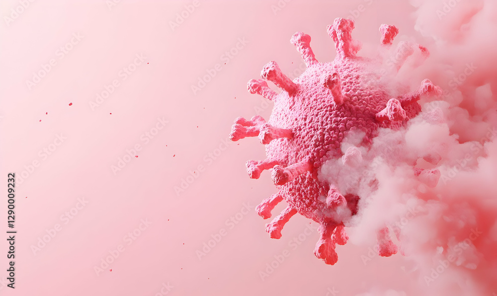 Poster isolated h5n1 bird flu particle on soft pastel background, highlighting the intricate structure and 
