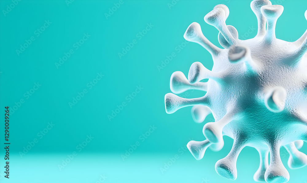Poster isolated h5n1 bird flu particle on pastel background, showcasing the intricate structure of the viru