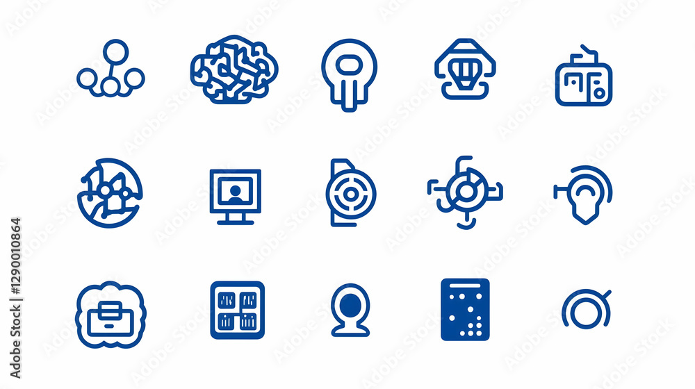 Aufkleber digital symbols of artificial intelligence, showcasing various aspects of ai technology and its impa