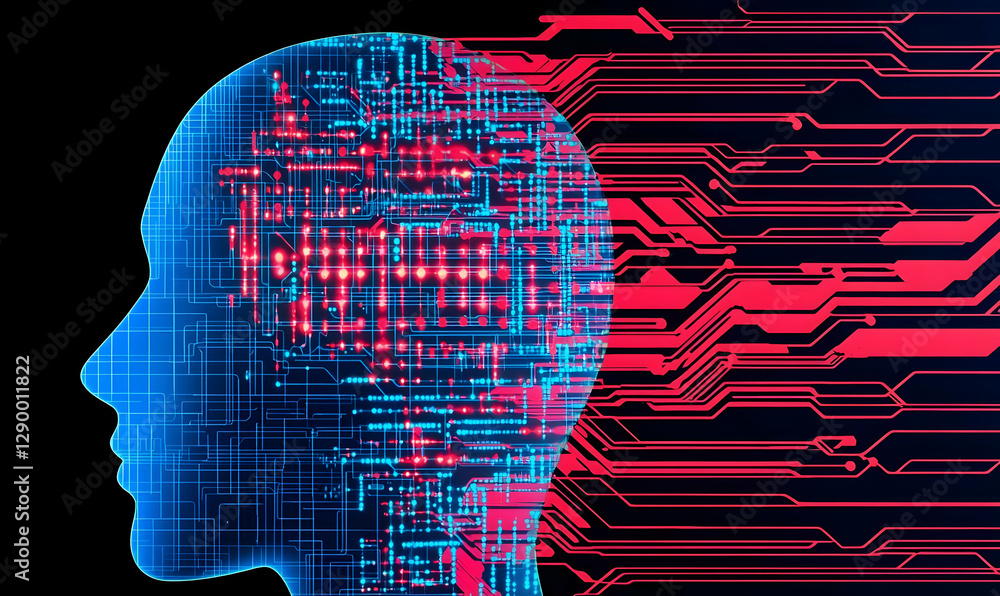 Poster machine learning innovations, a vibrant depiction of advanced technology, showcasing neural networks