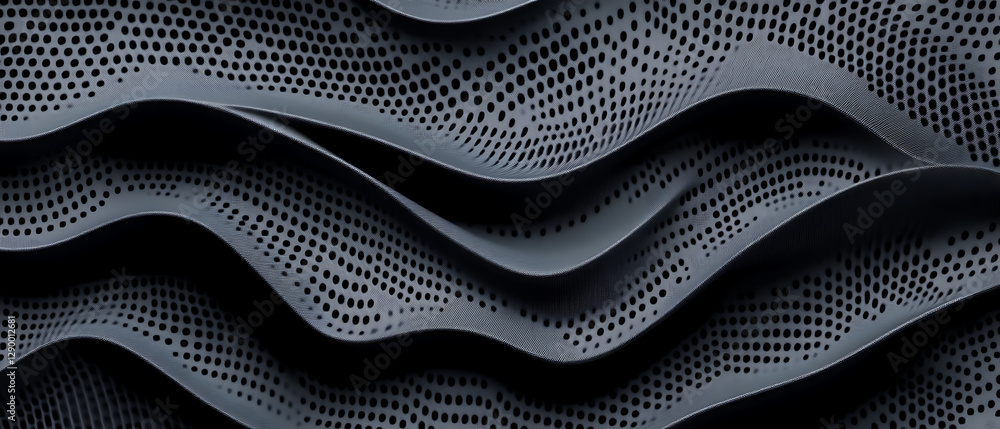 Poster dynamic waves of textured patterns abstract design art installation minimalist environment close-up 