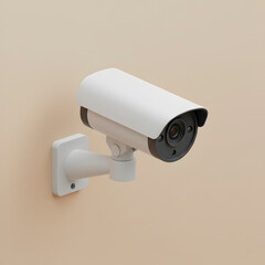 White security camera mounted on a wall