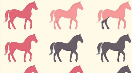 Obraz premium Pink and grey horses pattern, equine design, background texture, website design