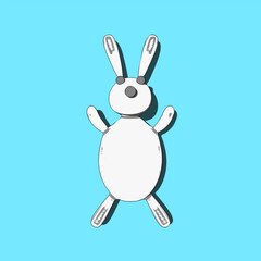 Minimalist Bunny Illustration With Bright Colors on a Light Blue Background