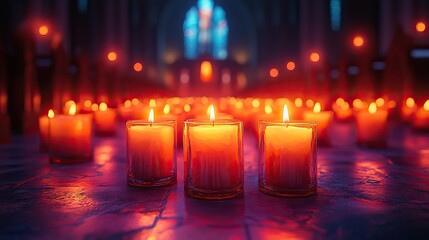 candlemas light of the world christian holiday burning candles in a church painted illustration