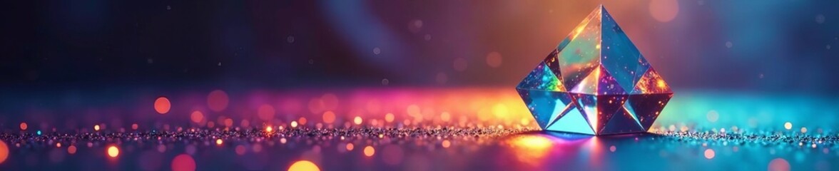 Crystal prism creating rainbow pattern on textured background, colors, spectrum