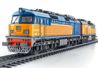 Fototapeta premium train with cargo containers on the sides, isolated on a white background. 3D rendering illustration