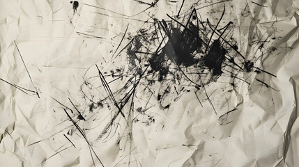 and ink-stained sheet of notebook paper with random scribbles and pen marks 