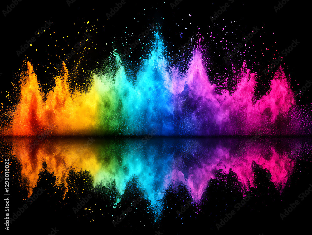 Poster vibrant color explosion abstract art digital creation dark background centered view artistic express
